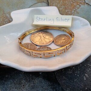 Solid Sterling Greek Key Hinge Bracelet